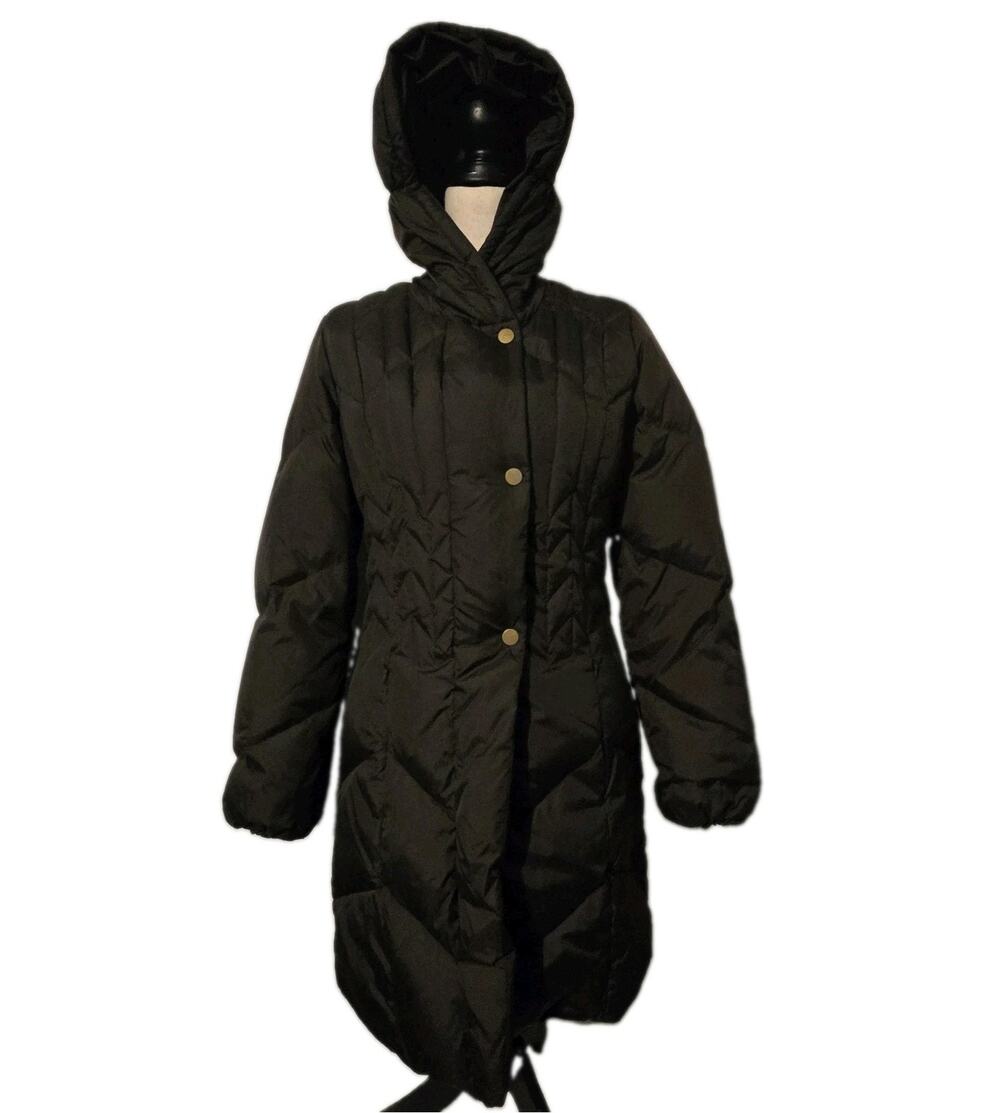 Larry Levine Women's Down-Filled puffer Coat W/Hood Long Sz Small